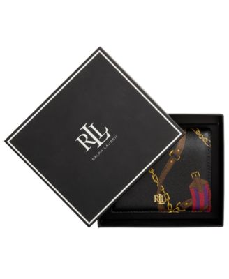 Boxed Belting-Print Leather Compact Wallet 