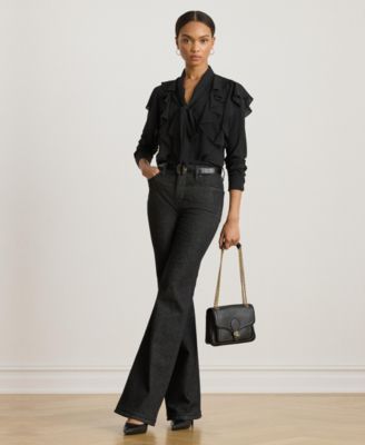 Women's Ruffle Detail Tie-Neck Blouse