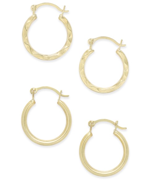 Украшения Macy's Duo Set of Small Round Hoop Earrings in 10k Gold
