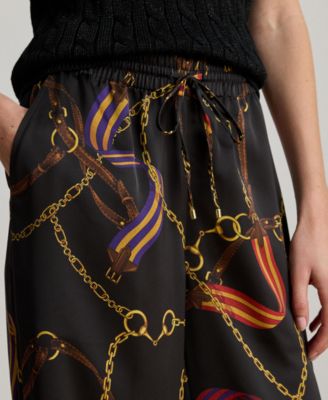Women's Belting Print Wide Leg Pants