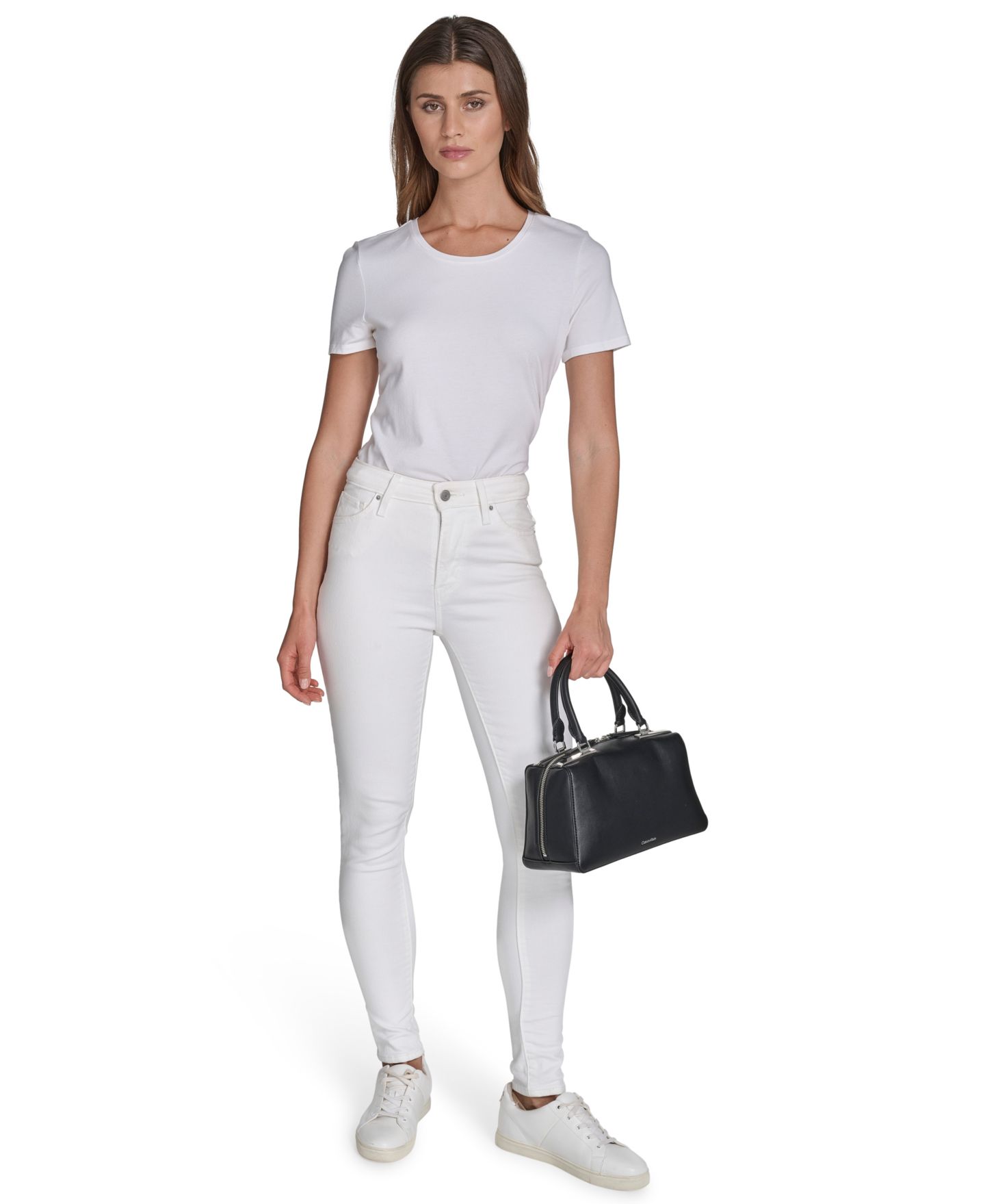 Женская сумка Calvin Klein Lori Top Zipper Convertible Satchel, цвет: Чёрный — фото 6