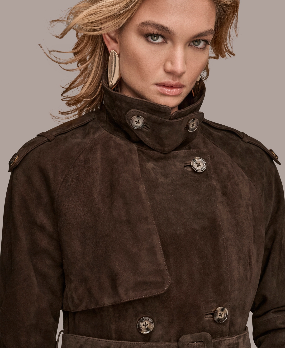 Donna Karan Women's Double Breasted Belted Trench Coat In Brown