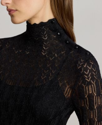 Women's Pointelle-Knit Turtleneck Sweater Dress