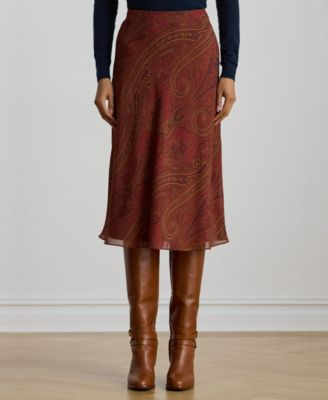 Women's Paisley Crinkle Midi Skirt