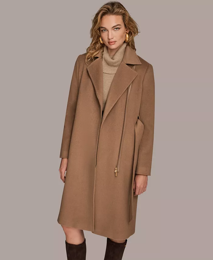 Women's Notch Collared Belted Coat - thumbnail 2