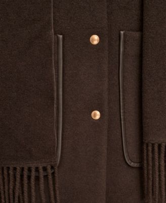 Women's Snap Button Scarf Coat