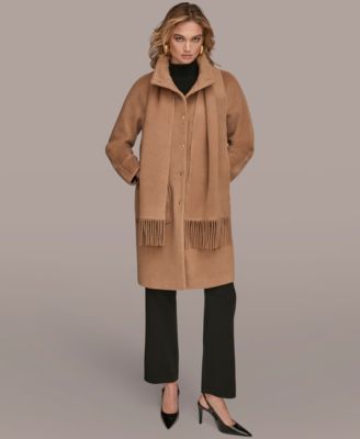 Women's Snap Button Scarf Coat