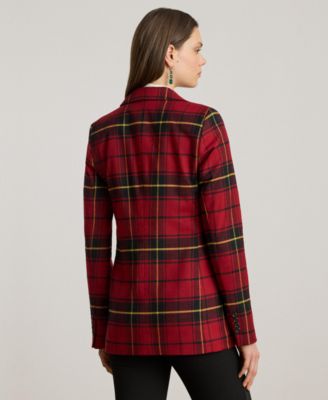 Women's Plaid Long Sleeve Blazer
