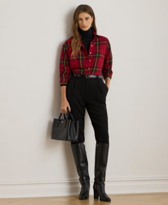 Women's Relaxed Fit Checked Plaid Shirt