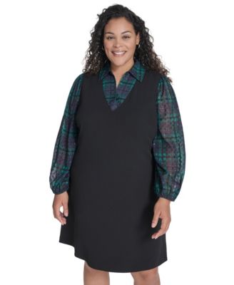 Plus Size Long Sleeve A-line Dress