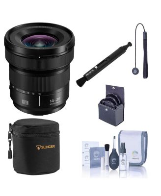 LUMIX S 14-28mm f/4-5.6 Macro Lens, Bundle with Small Lens Case, 77mm Filter Kit, Lens Cleaner, Cleaning Kit and Lens Cap Tether