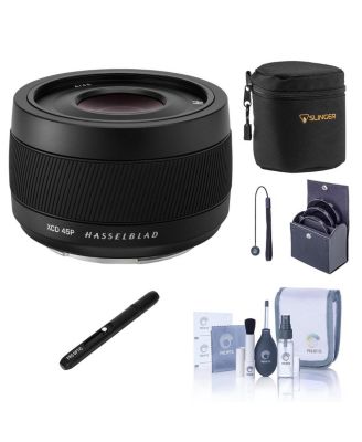 XCD 45mm f/4 P Lens, Bundle with Soft Lens Case, 62mm Filter Kit, Pen Lens Cleaner, Lens Cap Tether and Cleaning Kit