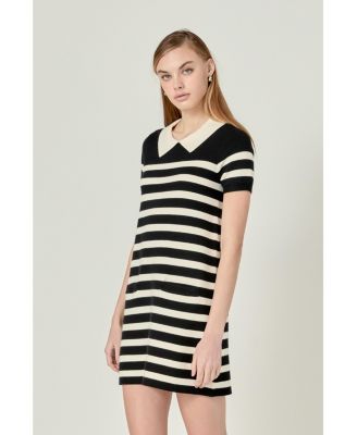 Women's Stripe Collar Mini Dress