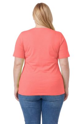 Plus Size Women's Perfect Short-Sleeve Shirred V-Neck Tunic Top
