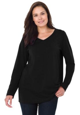 Plus Size Perfect Long-Sleeve V-Neck Tee