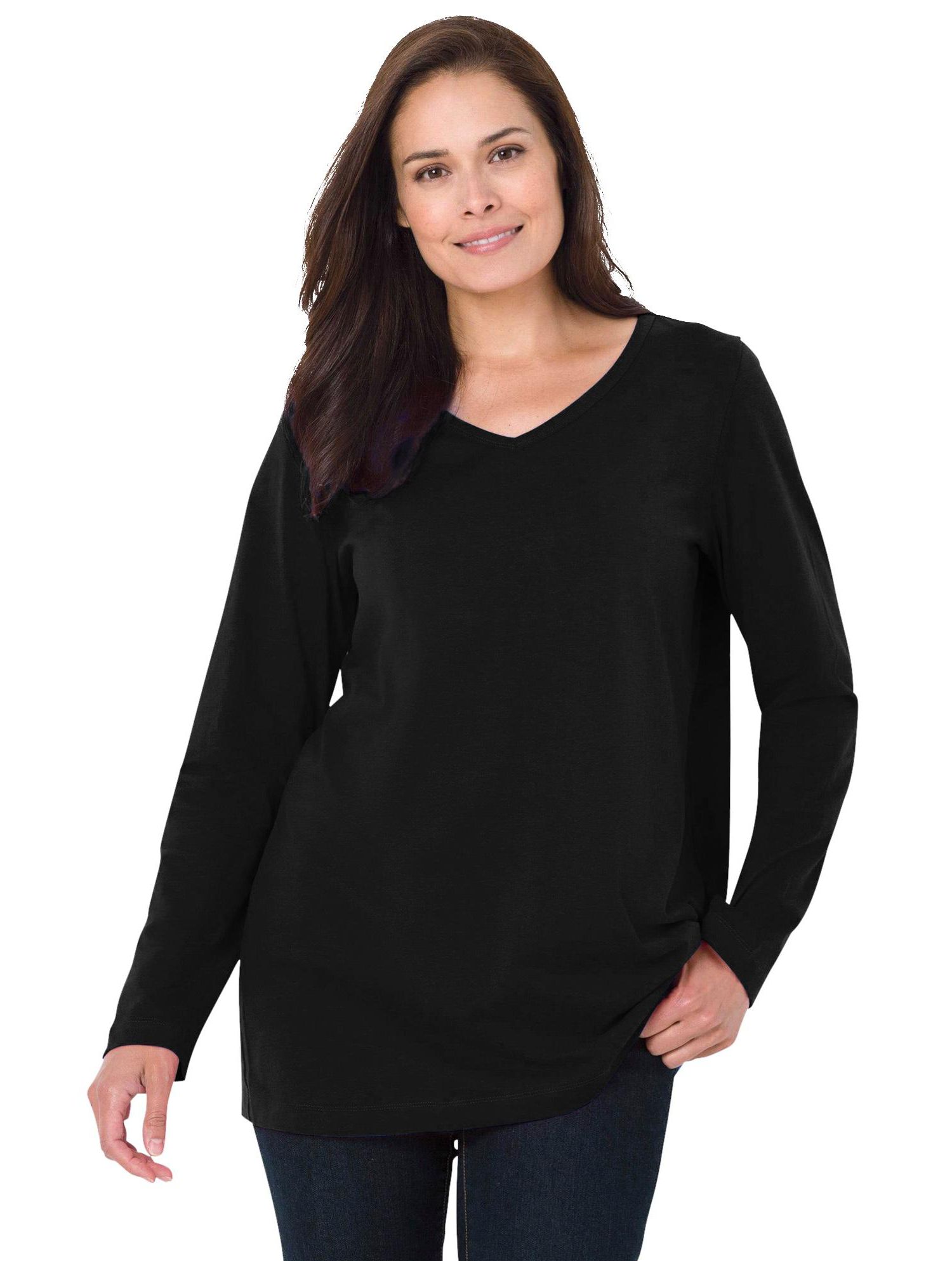 Plus Size Perfect Long-Sleeve V-Neck Tee