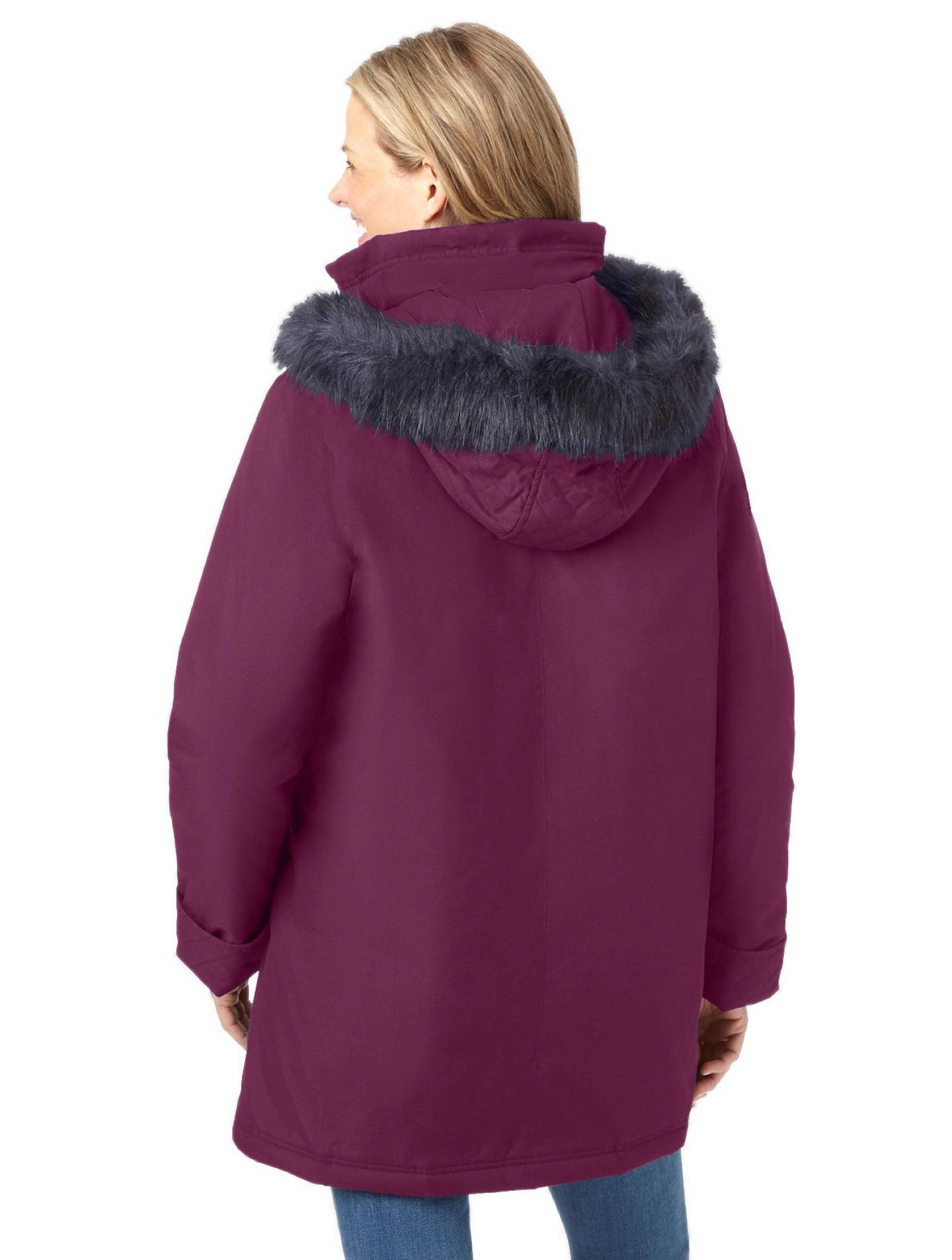 Plus Size Faux Fur Down Parka Coat