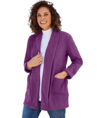 Plus Size Microfleece Cardigan