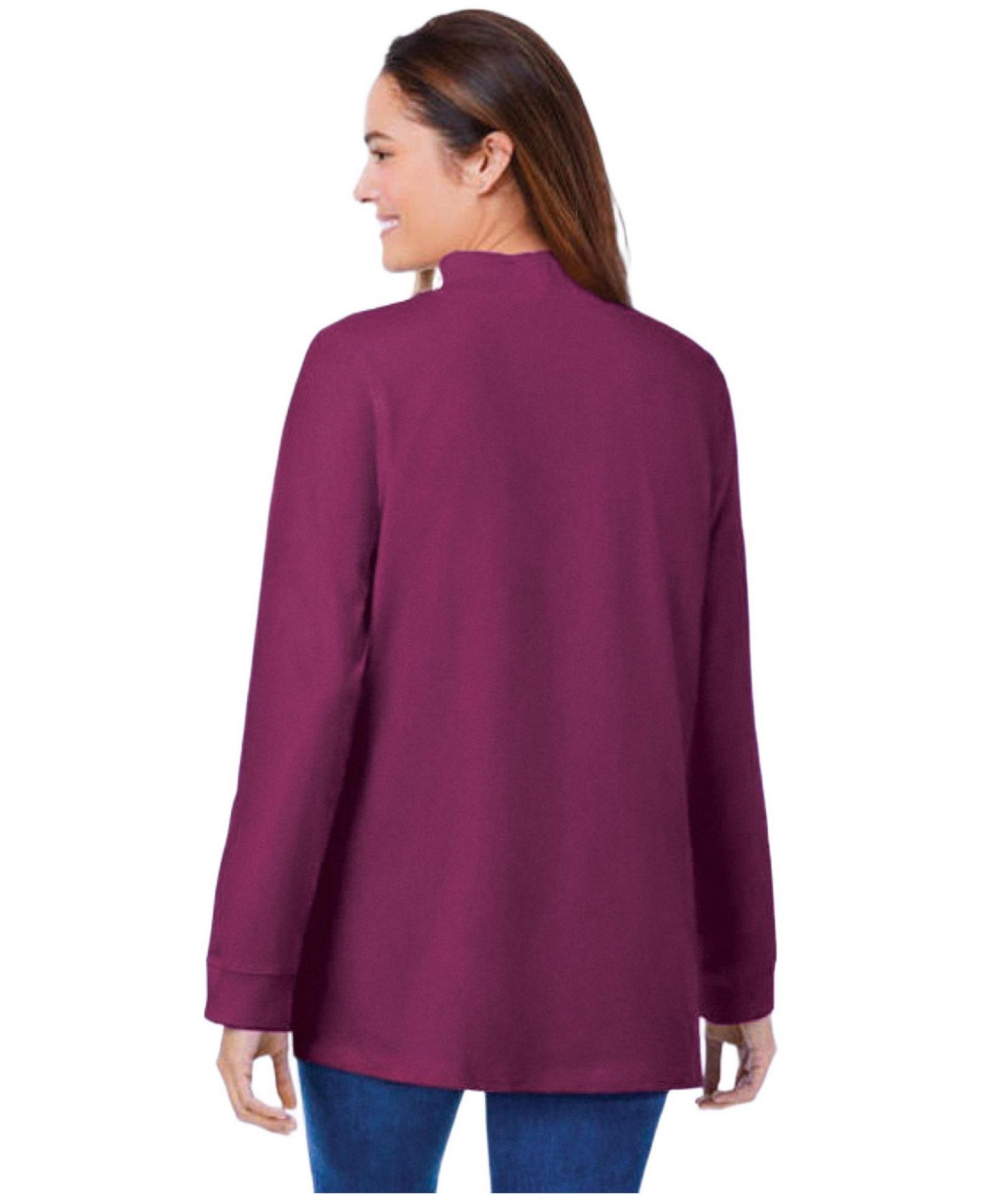 Женский топ Woman Within Plus Size Within Perfect Mockneck Tunic, цвет: Глубокий бордово-красный — фото 2