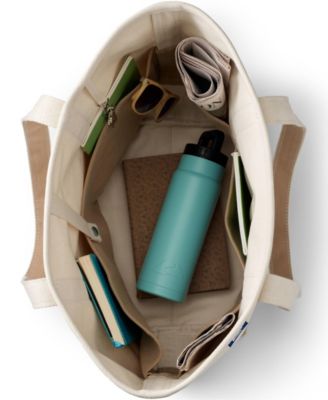 Large 5 Pocket Open Top Long Handle Canvas Tote Bag