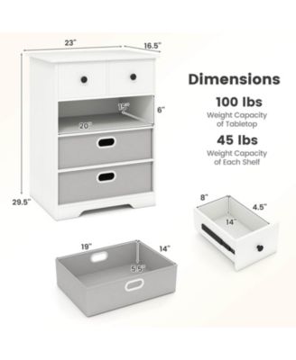 4-Drawer Dresser Modern Chest Storage Organizer with Open Shelves Anti-Tip Kits