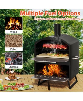 16" Outdoor Pizza Oven with Stone Peel & Grill Racks Folding Legs and Cover