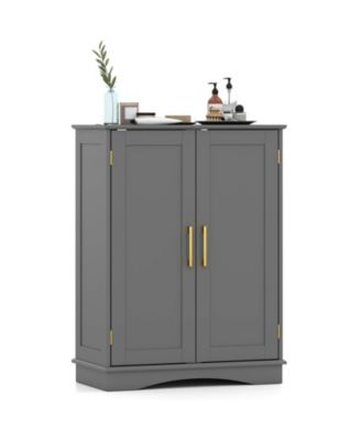 Floor Storage Cabinet Modern Storage Organizer with Adjustable Shelves &2 Doors