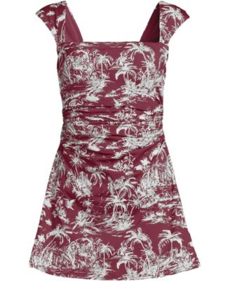 Women's Smoothing Square Neck Ruched Swim Dress Swimsuit