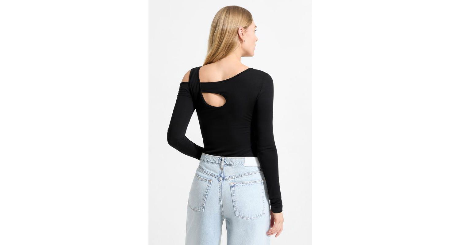 Women's Lotte Long-Sleeve Jersey Top with Front and Back Oval Cutouts