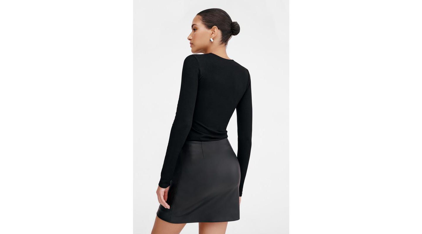 Женский топ Marcella Alley Crew-Neck Jersey Top with Mesh-Detail Sleeves, цвет: Чёрный — фото 4