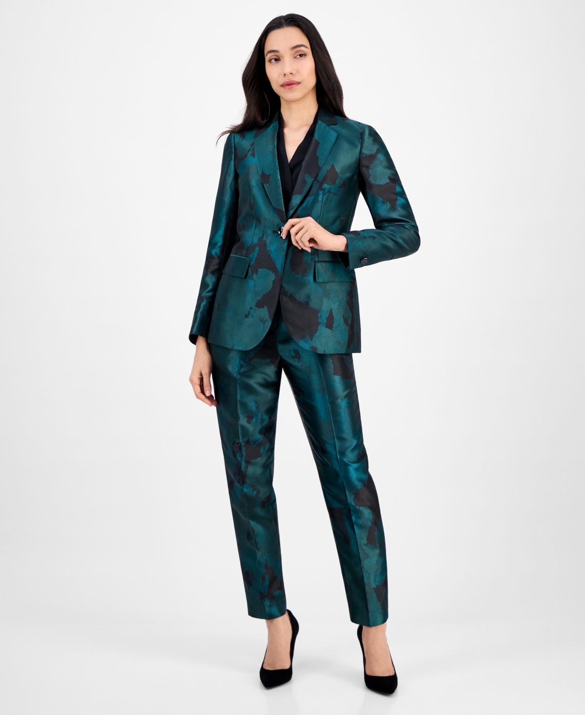 Anne Klein Women's Jacquard Single-button-front Blazer In Multi