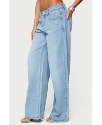 Women's Mirra Embroidered Flower Low Rise Jeans