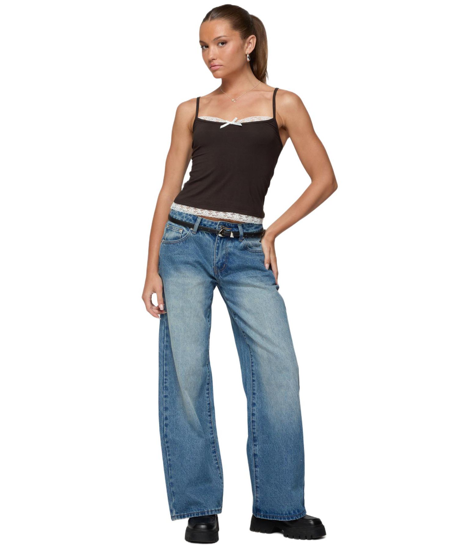 Women's Adriel Contrast Lacey Tank Top