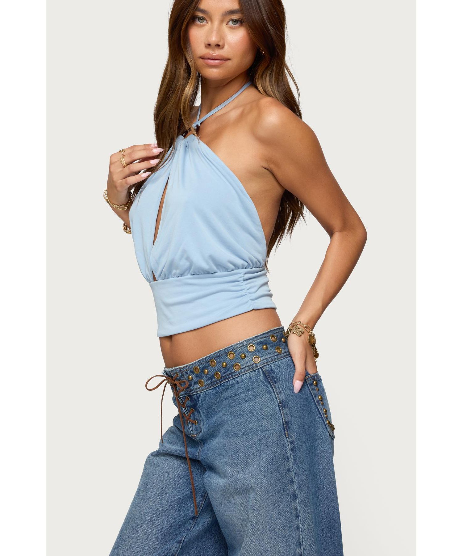 Women's Khalia Backless Cut Out Halter Top