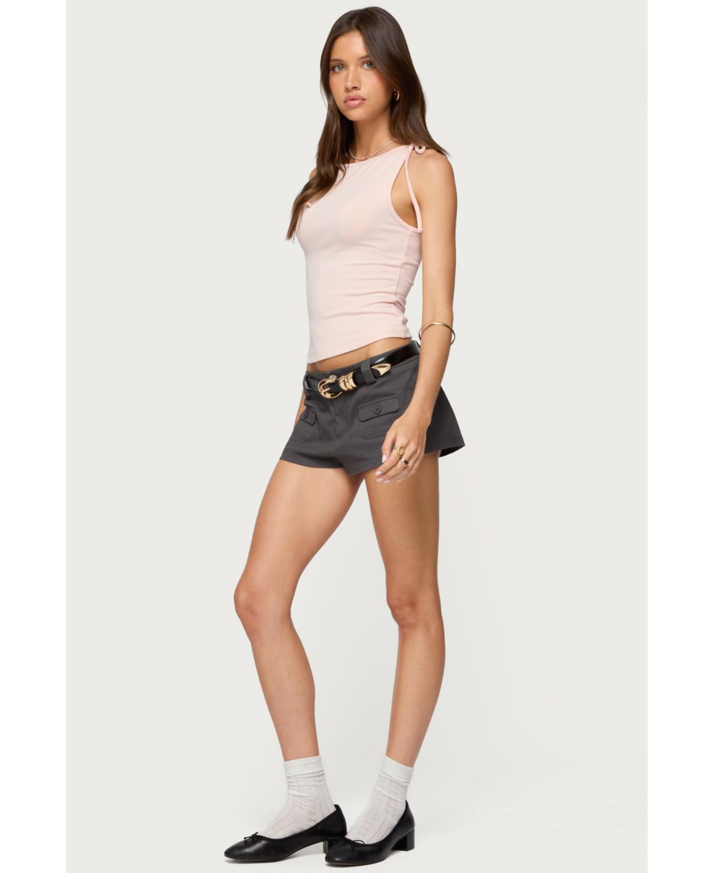 Женский топ Edikted Chrissy Tie Strap Tank Top, цвет: Светлый розовый — фото 3