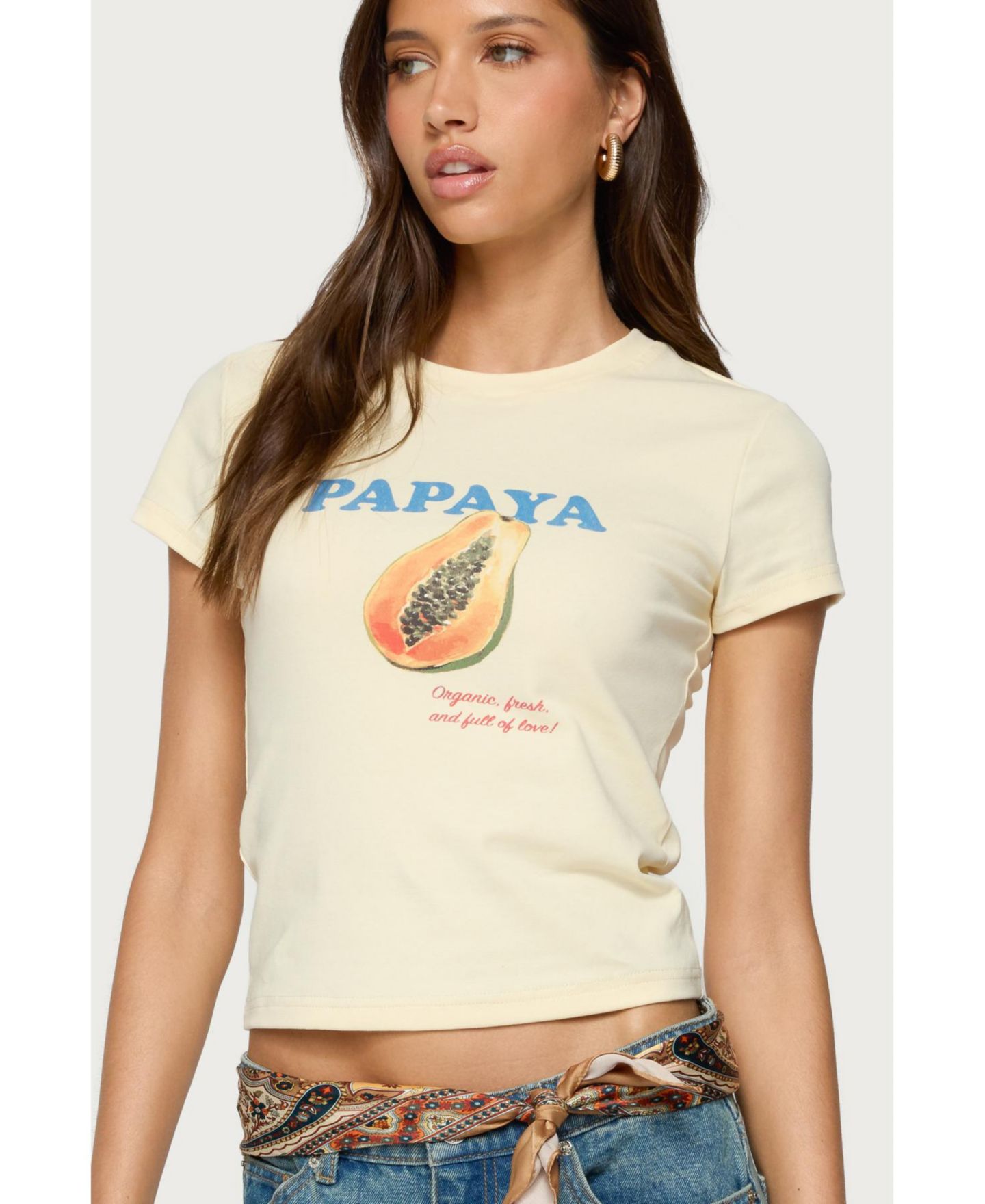 Женская футболка Edikted Papaya, цвет: Жёлтый — фото 1