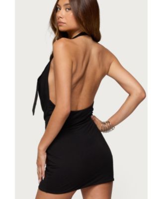 Womens Dex Buckle Cowl Neck Mini Dress