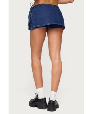 Womens Giselle Wrap Denim Mini Skort