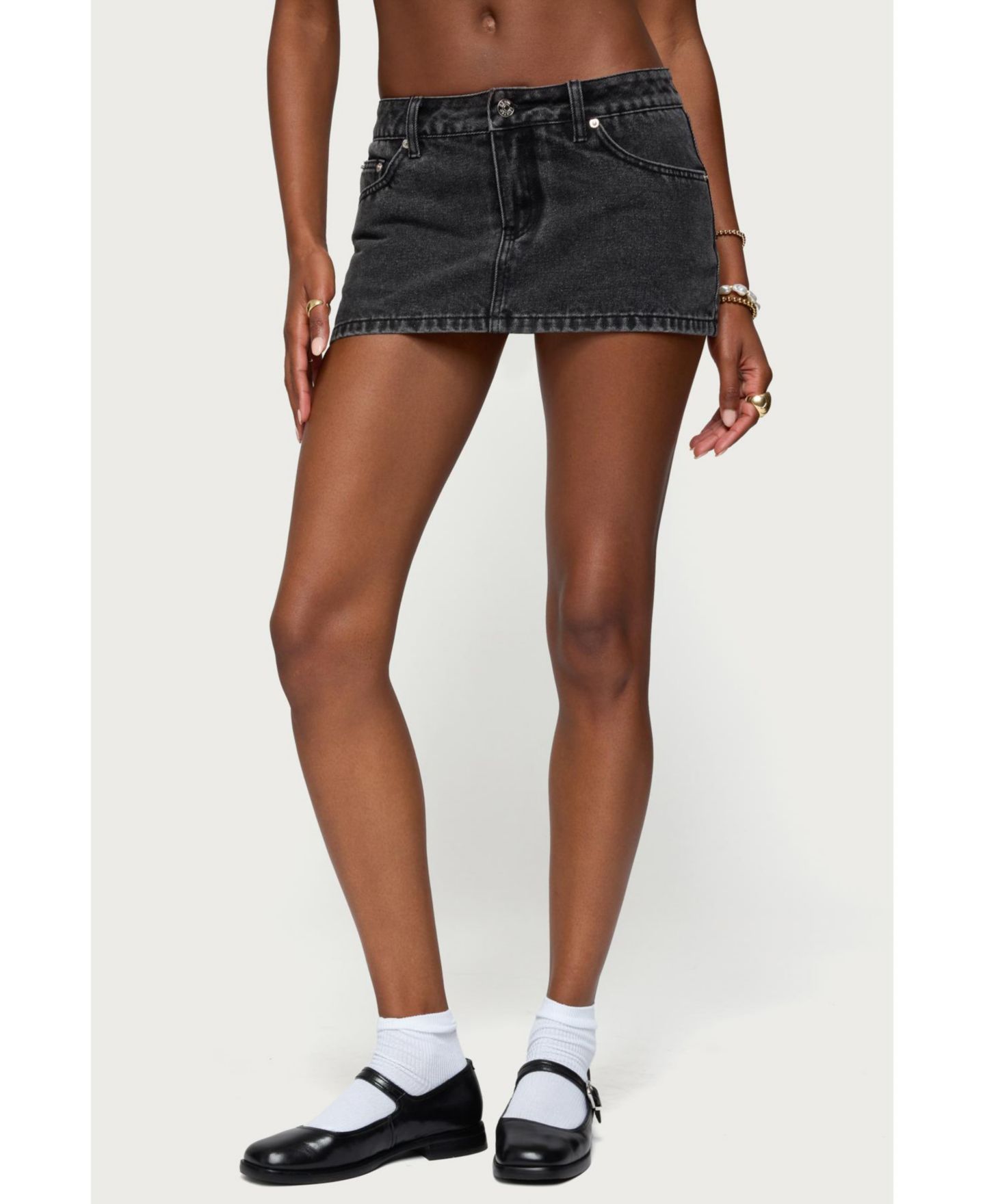 Женская юбка Edikted Camelia Denim Mini, цвет: Чёрный — фото 1