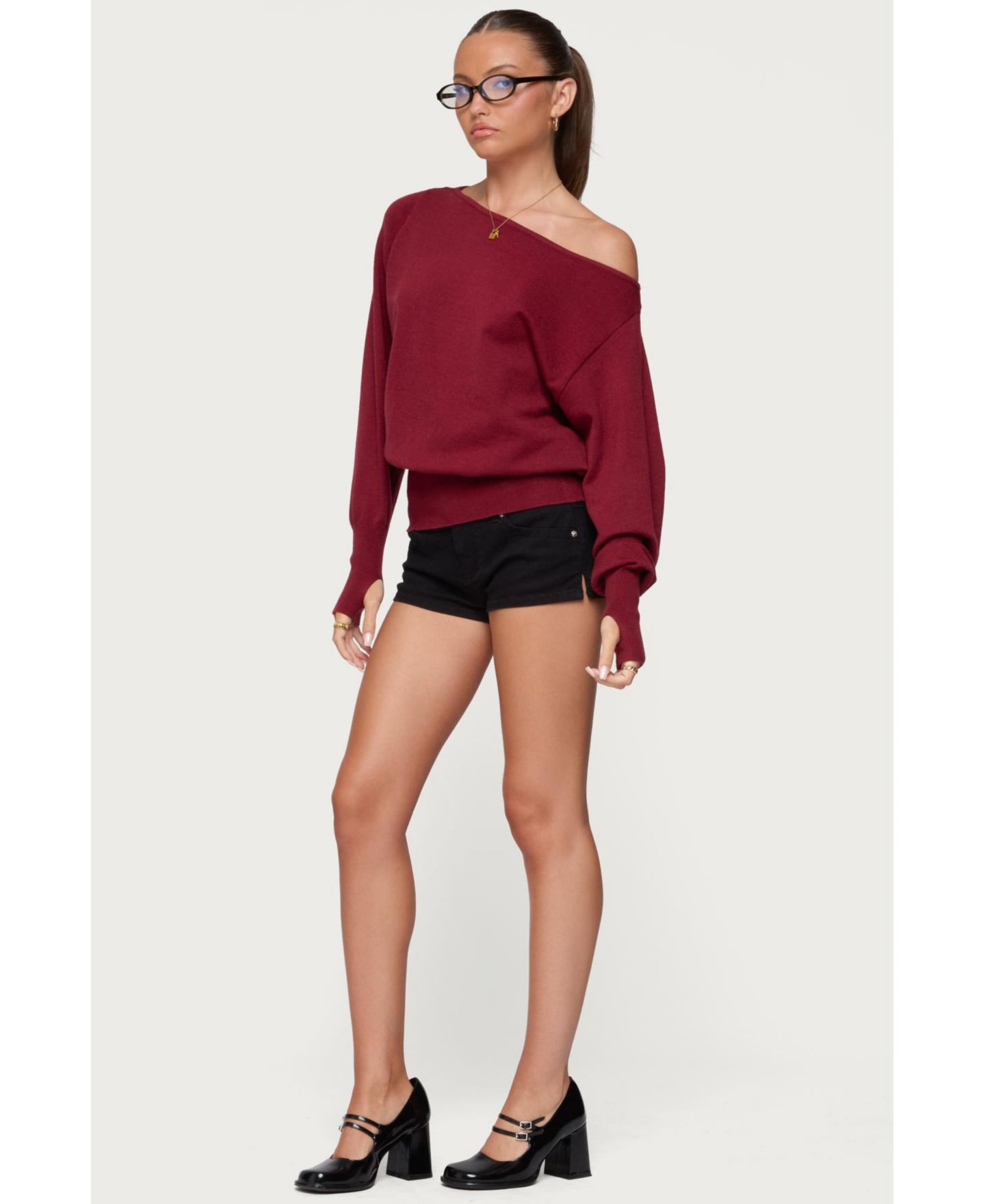 Женские шорты Edikted Jagger Low Rise Denim Shorts, цвет: Чёрный — фото 3