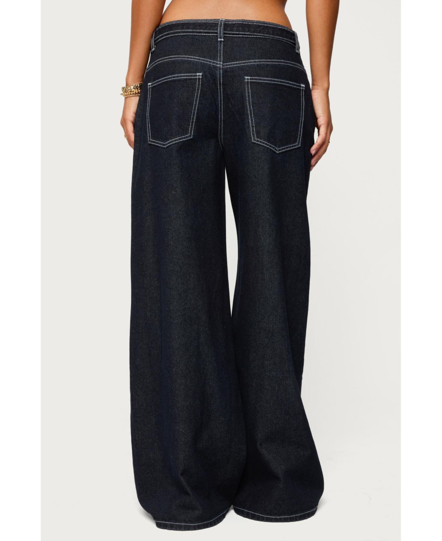Женские джинсы Edikted Karah Belt Low Rise, цвет: Тёмный синий — фото 2