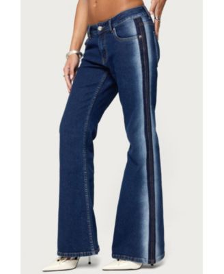Women's Airbrushed Low Rise Flared Jeans