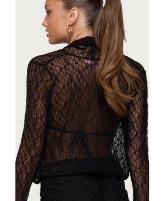 Women's Lera Lacey Sheer Mesh Top
