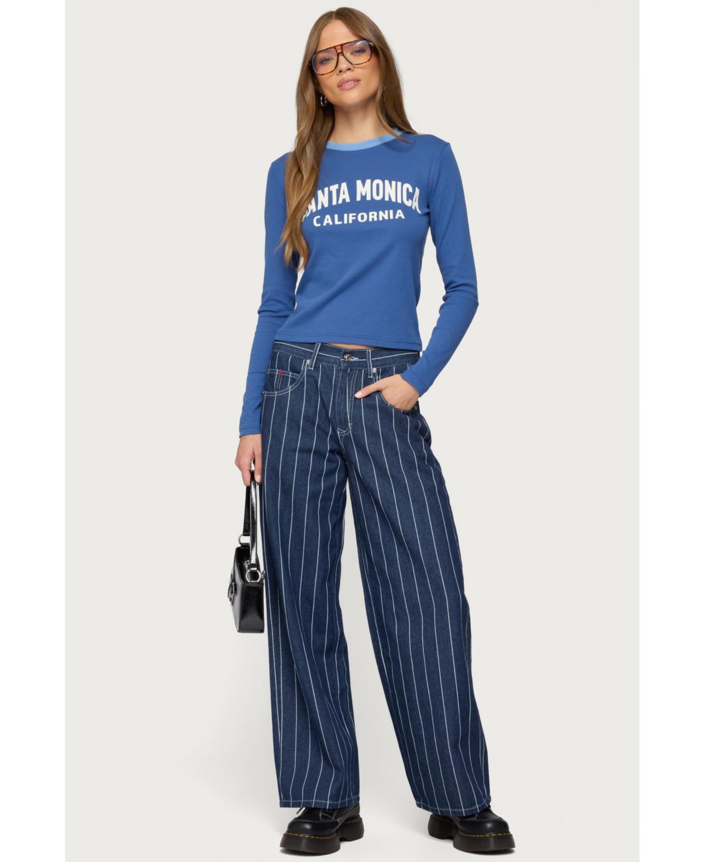 Женская футболка Edikted Santa Monica Long Sleeve, цвет: Синий — фото 5