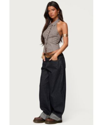 Women's Imrie Plaid Collared Halter Top