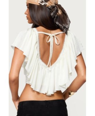 Womens Deena Ruffled V Neck Top