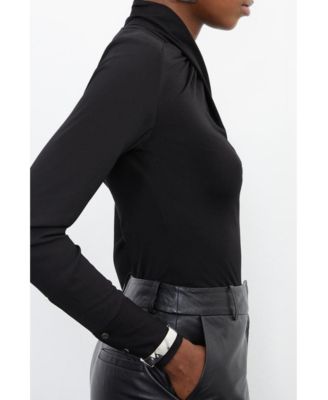 Jersey And Georgette Mix High Neck Top