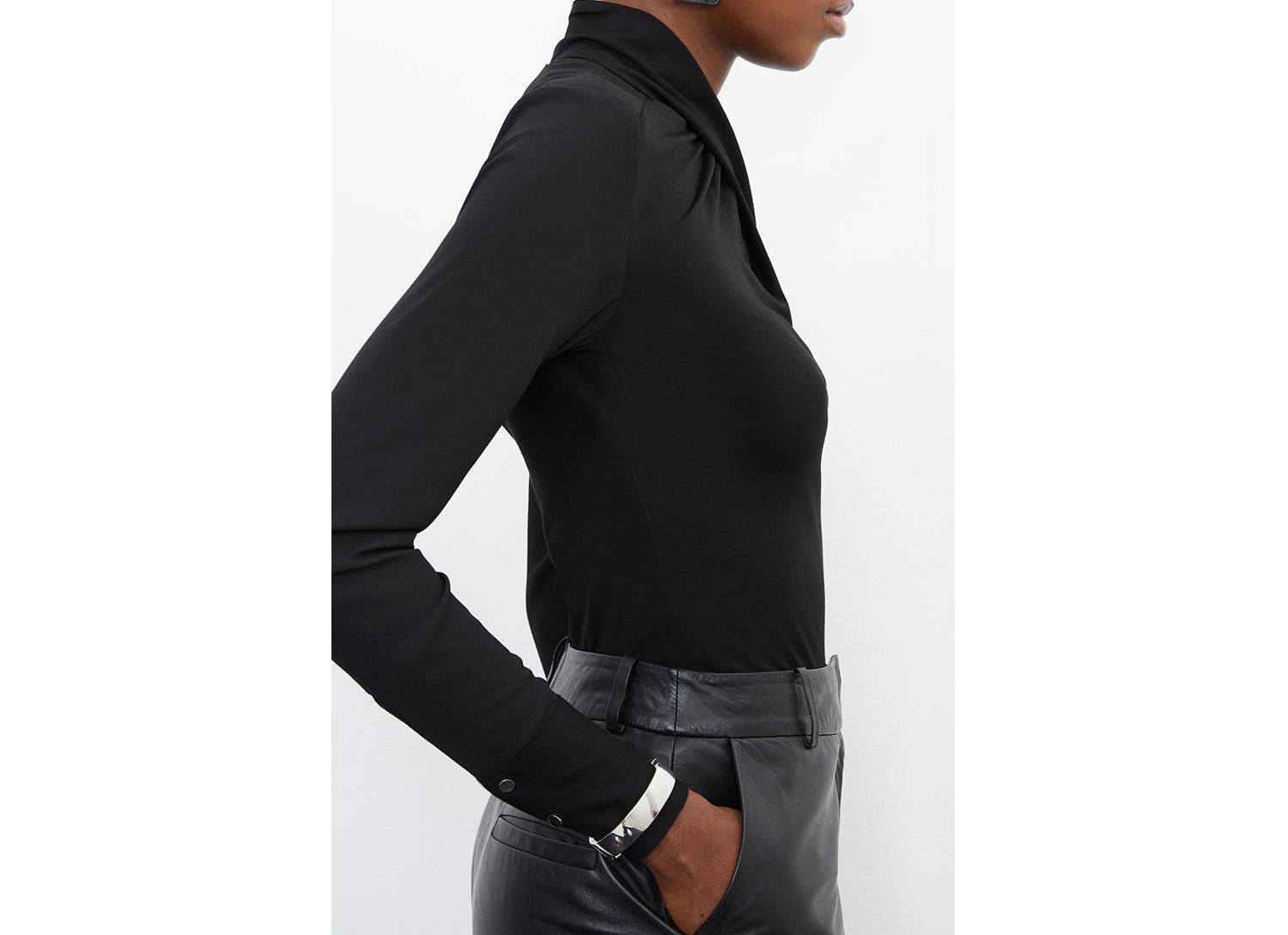 Jersey And Georgette Mix High Neck Top