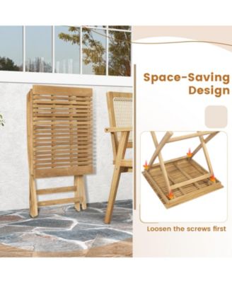 Set of 2 patio bistro table teak wood dining table outdoor square table