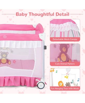 Portable Baby Playpen Crib Cradle Changing Pad Mosquito Net Toys